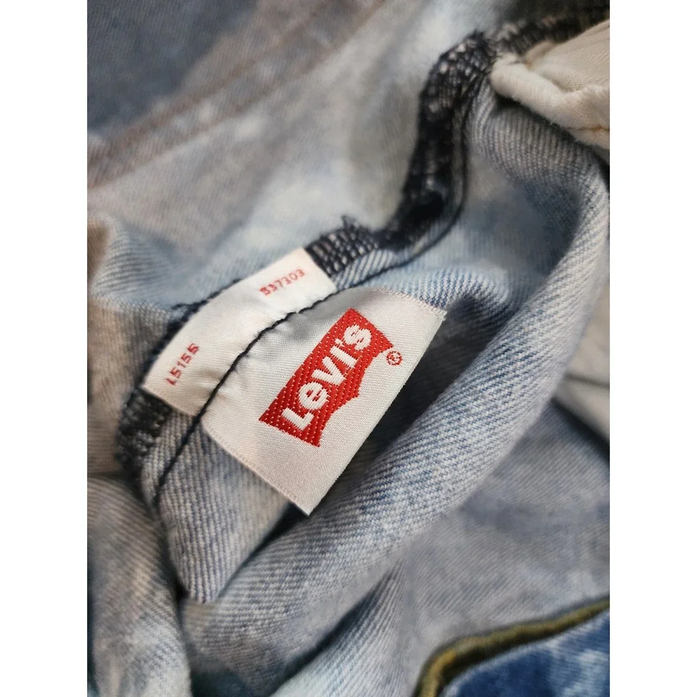 Levis 501 93 Straight Leg Jeans Men's 34x32 Blue White Acid Wash Tie Dye Denim